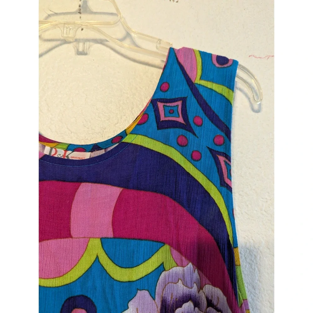 Vintage R&K Original Funky Hawaiian Floral Rayon Maxi Dress Sz Lg Retro Look
